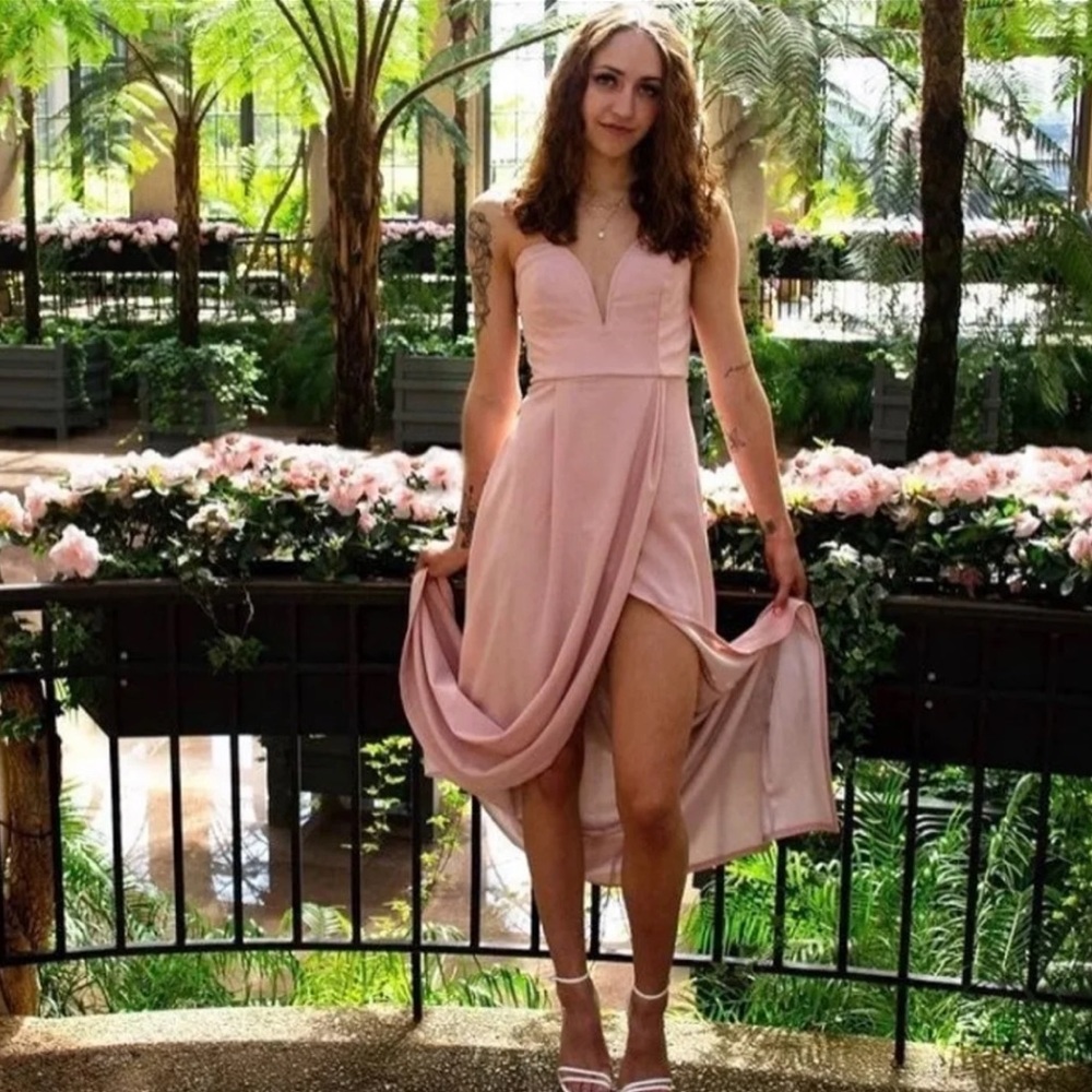 SHEIN Pink Strapless Dress